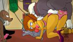 ass beastiality blargsnarf breasts cum cum_in_ass cum_in_orifice doggy_position heels jester jester_(artist) maude_flanders pussy spitroast the_simpsons yellow_skin