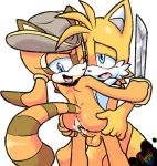 2013 amuzoreh anthro anus blue_eyes canine erection female fox furry hair hat headgear male male/female marine_the_raccoon miles_"tails"_prower nude orange_hair penetration penis pussy raccoon sega sex smile sonic sonic_(series) sword testicles vaginal vaginal_penetration weapon young