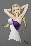 1girl anime blonde_hair brown_eyes cleavage fair-skinned_female female forehead_jewel forehead_mark hairband headband huge_breasts jewelry kimono kumogakure_symbol long_hair naruto naruto_shippuden ninja_headband pale_skin pupilless_eyes qipao tsunade tsunade_senju voluptuous voluptuous_female yellow_hair yukata