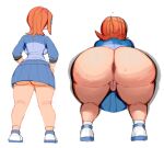  1girl 1girl 1girl anus ass ass_focus ben_10 big_ass bubble_ass bubble_butt cartoon_network clothing dat_ass fat_ass female_only green_eyes gwen_tennyson huge_ass large_ass modaw no_panties orange_hair pussy pussy shirt skirt squatting thick_ass thick_thighs upskirt vulva wide_hips 