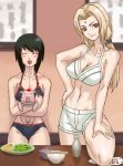 2_girls blonde_hair blood bra brown_eyes curvaceous fair-skinned_female female female_focus forehead_jewel haori huge_breasts kunoichi lingerie multiple_girls naruto naruto_(classic) naruto_shippuden nosebleed panties powudon shizune tonton_(naruto) tsunade tsunade_senju