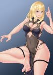 1girl 1girl absurd_res alluring barefoot big_breasts blonde_hair blue_eyes breasts cleavage emilie_de_rochefort feet high_res long_hair looking_at_viewer micro_panties namco panties parted_lips see-through smile soles string_panties tekken toes underwear