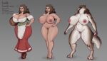 brown_hair character_sheet gigantic_ass gigantic_breasts hourglass_figure milf monster_girl original_character sexy shinyglute werewolf yellow_eyes