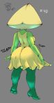 1girl ass big_ass breasts dress gem_(species) green_body grey_background huge_ass n-kosi n-kosi_(coloring) peridot_(steven_universe) shortstack skin_tight smaller_female steven_universe thick_ass thick_thighs wide_hips yellow_dress yellow_hair