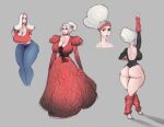 gigantic_ass gigantic_breasts hourglass_figure milf monster_girl original_character sexy shinyglute vampire white_hair