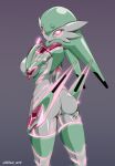 ass ass_grab ass_spread behind_view fan_character fusion gardevoir mechanical metal neon neon_lights pokémon_(species) pokemon robot robot_girl stare teasing