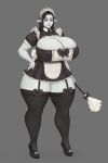 black_hair ghost gigantic_ass gigantic_breasts hourglass_figure maid_outfit milf monster_girl original_character pointy_ears sexy shinyglute white_skin