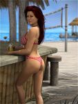 ass beach drink red_hair swimsuit sydgrl3d volleyball_net