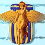 1girl 2013 abs breasts covered_in_cum cum cutie_mark equine female friendship_is_magic hair half-closed_eyes horse kevinsano lying lying_down my_little_pony nipples nude on_back orange_hair pegasus pony pool pussy solo spitfire two_tone_hair wings wonderbolts_(mlp)