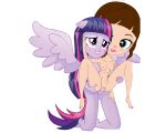 2girls beastiality blue_eyes blush blythe_baxter breasts brown_hair crossover equestria_girls erect_nipples erection eyelashes friendship_is_magic futa_on_female futanari hair interspecies lipstick littlest_pet_shop long_hair multicolored_hair multiple_girls my_little_pony nipples nude penis purple_eyes toes twilight_sparkle_(mlp) vaginal wings