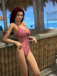 beach glasses red_hair swimsuit sydgrl3d volleyball_net