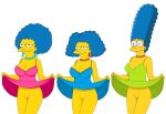  blue_hair dress_lift marge_simpson no_panties patty_bouvier selma_bouvier the_simpsons 