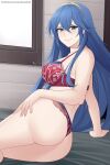 alluring aslind_samure aslindsamure blue_eyes blue_hair bra fire_emblem fire_emblem_awakening lingerie lucina lucina_(fire_emblem) nintendo panties