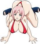 ale-mangekyo ale-mangekyo_(artist) ass big_ass big_breasts breasts cleavage commission female naruto sakura_haruno sling_bikini solo swimsuit