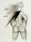  ass bare_shoulders big_ass bottomless cape dat_ass dc dc_comics female female_only hands_on_hips long_hair looking_back monochrome shelton_bryant sideboob solo supergirl superman_(series) tagme topless 