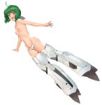 a1 breasts green_hair macross macross_frontier mecha mecha_musume nipples no_bra panties parody ranka_lee red_eyes short_hair strike_witches underwear vf-25 white_background