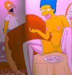 donut homer_simpson marge_simpson marzr marzr_(artist) nude_female the_simpsons yellow_skin