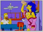 homer_simpson marge_simpson milk open_robe the_simpsons yellow_skin