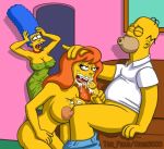 after_fellatio big_breasts cheating_husband cum cum_on_face fellatio hand_on_head homer_simpson large_nipples marge_simpson mindy_simmons odin3000 the_fear the_simpsons yellow_skin