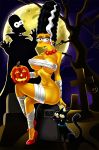  adultartist bride_of_frankenstein dracula halloween_costume high_heels homer_simpson huge_breasts marge_simpson snowball_2 the_simpsons yellow_skin 