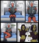 2_girls ahsoka_and_barriss_(olena_minko) ahsoka_tano barriss_offee black_hair blue_eyes comic green_skin mirialan olena_minko star_wars tattoo togruta yuri