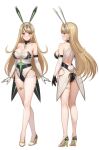  1girl absurd_res alluring big_breasts blonde_hair bodysuit cleavage earrings full_body high_heels high_res jewelry mythra nintendo rabbit_ears rabbit_tail side_bangs vodka13 xenoblade_(series) xenoblade_chronicles_2 yellow_eyes 