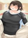  1girl breasts brown_hair fat female grey_eyes huge_breasts obese shimejix 