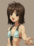 1girl animated beckoning big_breasts bikini breast_expansion breasts female flat_chest gif lowres one_eye_closed small_breasts solo swimsuit wink winking