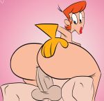 anal anal_penetration anal_sex animated anus ass breasts dexter's_laboratory dexter's_mom ear_piercing earrings erect_nipples erection from_behind gif gloves hair jewelry long_hair looking_back looking_down milf nipples nude orange_hair penis piercings slb testicles wide_hips