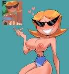  1girl bikini blonde_hair breasts eyewear female_only knick_knack littlewitchnsfw pixar sunglasses sunny_ topless topless_female 