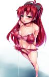  1girl bikini bow breasts censored cum erect_nipples female futanari hair_bow long_hair mahou_shoujo_madoka_magica nipples penis ponytail puffy_nipples red_eyes red_hair sakura_kyouko see-through skin_tight solo swimsuit zion 