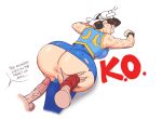 1girl anus ass balls big_ass big_penis bodysuit brown_hair buttholemagick chun-li doggy_position female_focus huge_ass huge_penis male penis ryuu_(street_fighter) short_hair tight_clothing torn_bodysuit torn_clothes