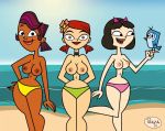  big_breasts big_hips black_eyes breasts cartoon_network dark-skinned_female ella_(tdi) hourglass_figure ilpanza purple_hair sierra_(tdi) thick_ass thick_legs thick_thighs total_drama_island zoey_(tdi) 