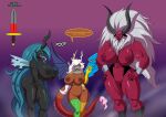 3_girls annon big_ass big_breasts claws discord_(mlp) dragon_girl genderswap my_little_pony queen_chrysalis tail tirek_(mlp) wings