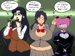  big_breasts black_eyes black_hair blacksen bleach breasts brown_eyes dc_comics dcau glowing_eyes grey_skin jinx read_or_die tatsuki_arisawa teen_titans yomiko_readman 