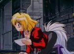 1girl blonde_hair blue_eyes bowtie female female_only jacket lost_universe millennium_feria_nocturne pantyhose screencap serious short_hair solo_female spying