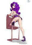 1_girl 1girl after_sex after_vaginal ass blue_eyes clothed creampie cum cum_in_pussy cum_inside cum_leaking female female_only friendship_is_magic high_heels humanized long_hair long_purple_hair my_little_pony no_panties purple_high_heels rarity rarity_(mlp) skirt solo standing upskirt