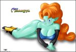 bottomless breasts cleavage dragon_ball_z green_skin marvelous_mark orange_hair zangya