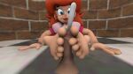  1boy 1girl 3d 3d_(artwork) anonymous barefeet barefoot bwc caveman_(artist) cum cumshot feet footjob male nintendo penis princess_peach princess_toadstool source_filmmaker source_request super_mario_bros. super_mario_bros._super_show toes white_dick 