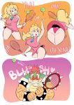  1girl ass blonde_hair blue_eyes bowser comic pink_panties princess_peach super_mario_bros. 