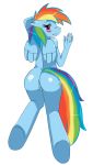 2011 anthro blue_body blue_fur blush butt cutie_mark equid equine female friendship_is_magic hair hasbro horse looking_back my_little_pony pegasus pink_eyes pony rainbow_dash rainbow_dash_(mlp) rainbow_hair rainbow_mane rainbow_tail red_eyes rule_34 sssonic2 tail wings