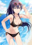  alluring beach big_breasts bikini black_hair grey_eyes ocean shizuka_hiratsuka skeb_commission sunglasses yahari_ore_no_seishun_lovecome_wa_machigatteiru. 