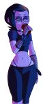  1girl ben_10 breasts cartoon_network drinking edit female_only glasses goth green_eyes gwen_tennyson makeup medium_breasts navel navel_piercing pants slashysmiley thick_thighs thighs thong toned 