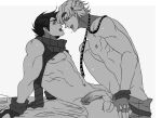 2boys battle_tendency caesar_anthonio_zeppeli jojo's_bizarre_adventure joseph_joestar kissing male male/male male_only penis romantic yaoi yaoi