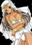 1_girl 1girl areola_slip areolae big_breasts black_hair blue_eyes blue_panties blush breast_hold breasts cameltoe cleavage collarbone dark_skin egyptian female ishizu_ishtar large_breasts long_hair nipple_slip nipples panties side-tie_panties solo strapless underwear white_panties yu-gi-oh! yuu-gi-ou yuu-gi-ou_duel_monsters