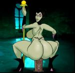 animated ass big_breasts boots breasts dat_ass dildo disney elbow_gloves from_behind gif gloves maleficent milf purplemantis sleeping_beauty staff tattoo tramp_stamp window witch