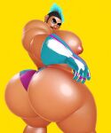  1boy balloons bara big_ass big_pecs bubble_butt male male_only mohawk muscle pecs simple_background thicc tight_clothing yellow_background 