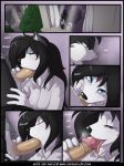 black_hair blue_eyes comic fellatio fisk_black_(jay_naylor) furry hair jay_naylor kneeling oral penis the_honeypot_(jay_naylor_comic) veronika_rogova_(jay_naylor)