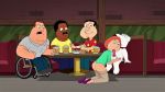 ass brian_griffin cleveland_brown erect_penis family_guy fellatio glenn_quagmire joe_swanson lois_griffin pants_down thighs