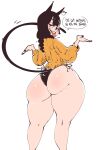  black_hair cat_ears cat_tail large_ass nuclearwasabi original original_character painted_nails shrug side-tie_bikini sweater thighs tongue_out 